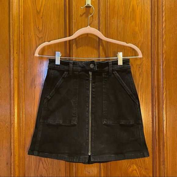Denim Zip Utility Skirt in Black Frost - Picture 5 of 9